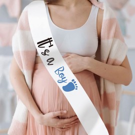 GDTO8820 CoolerthingsDG, white sash, it's a Boy sash, gender reveal sash for mom, mommy to be, sash for baby shower, mom to be sash, Daddy to be sash, dad to be sash.