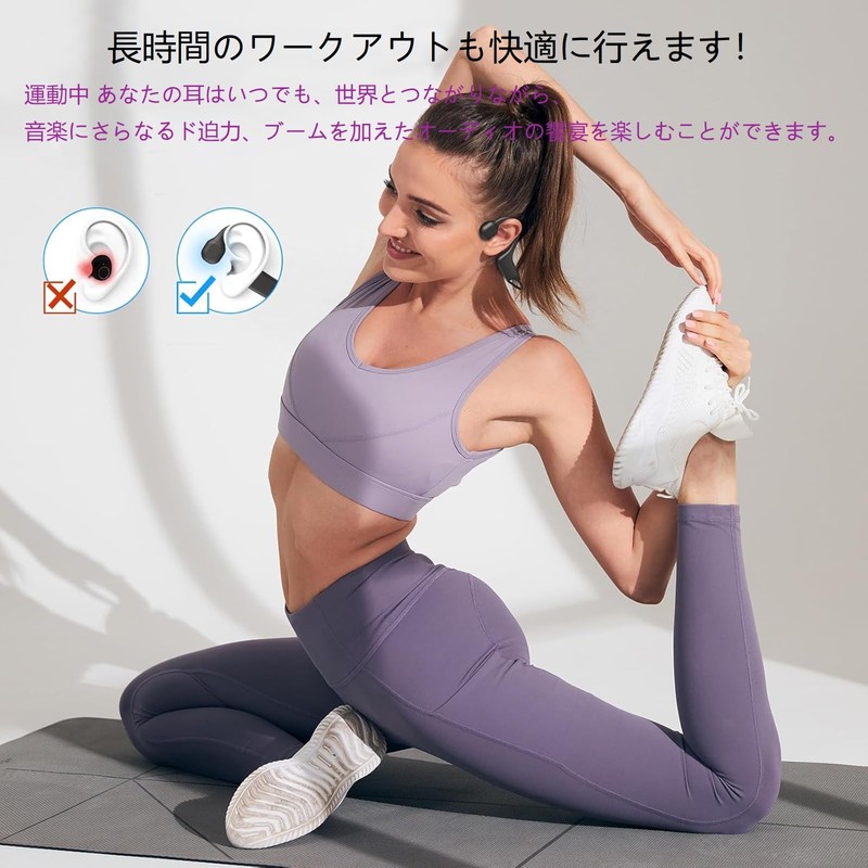 eppfun Bone Conduction Earphones, Bluetooth 5.3, Wireless, Open-Ear Headphones, 8
