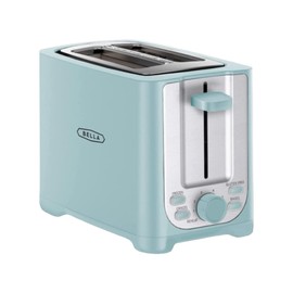 BELLA 2 Slice Toaster with Auto Shut Off - Extra Wide Slots & Removable Crumb Tray and Cancel, Defrost & Reheat Function - Toast Bread, Bagel & Waffle, Aqua