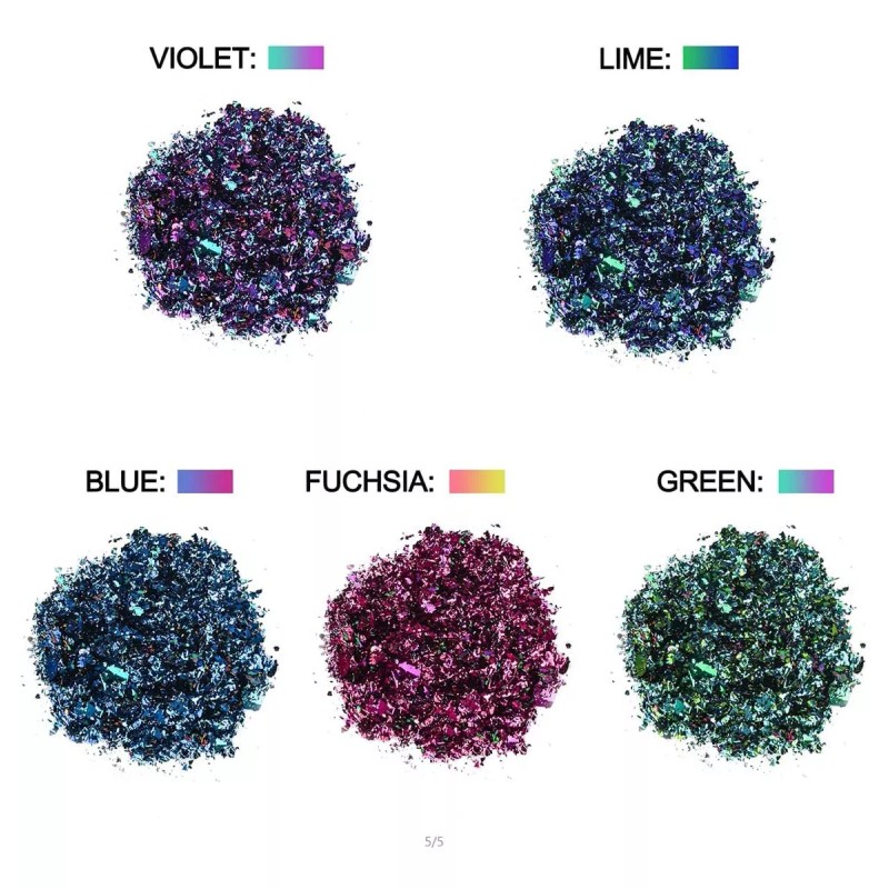 Let's Resin Chameleon Flakes 5 Colores Polvo Pigmento Resina