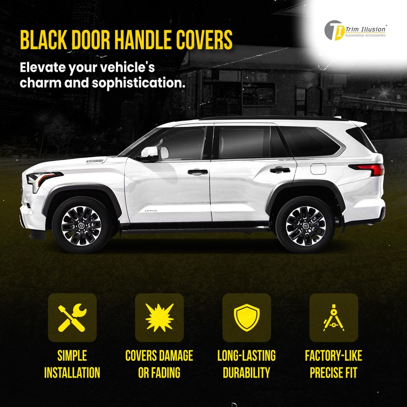 Trim Illusion Snap On Gloss Black Car Door Handle Cover
