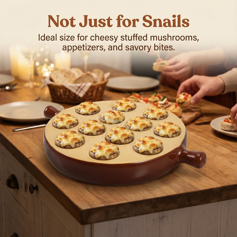 Hemoton Ceramic Escargot Baking Dish, 12 Holes Snail Plate with