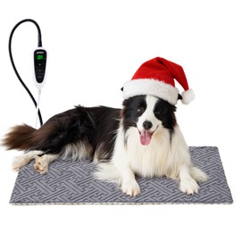 ZOMISIA Large Dog Heating Pad 32x20 Inch - 11 Adjustable Temperature and 25 Timer Options, Heated Dog Bed Indoor Waterproof with Chew-Resistant Cord for Large Dogs