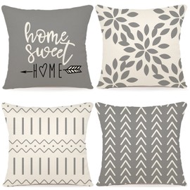 YCOLL Cushion Covers, Set of 4, Linen Cushion Covers, Decorative Cushion Covers for Sofa, Garden Bed, Couch, 40 x 40 cm (Set of 4)