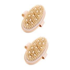 FOMIYES 2pcs Bamboo White Pig Bristle Rubber Head Exfoliating -in-one Body Massage Bath Bath Brush Body Exfoliator Brush Dry Body Scrubber Bathing Accessories Rubber Massage Head