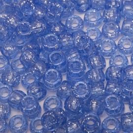 Pony Beads (1200Pcs 6x9mm) for Bracelets Making Kit, Kandi Beads, Hair Beads for Braids, Craft Beads for Jewelry Making (Gemstone Blue Glitter)