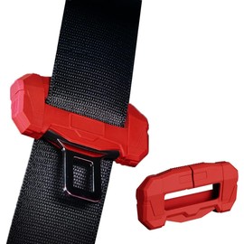 Clips Universales para Cinturón de Seguridad de Coche, Protector de Hebilla de Cinturón de Seguridad para Coche, Protector de Silicona Anti-Rayones para Hebilla de Cinturón de Seguridad (Rojo