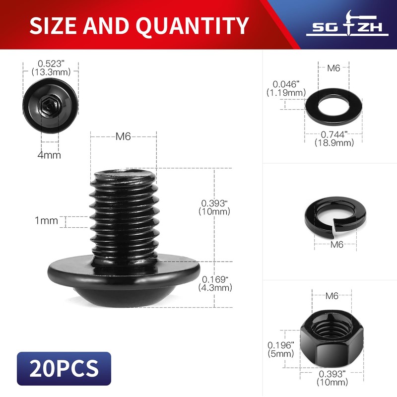 M6 x 10mm Flanged Button Head Socket Cap Screws Bolts,