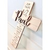 Personalisiertes Taufkreuz mit Spruch, Taufgeschenk aus Holz, Taufdeko, Taufpaten