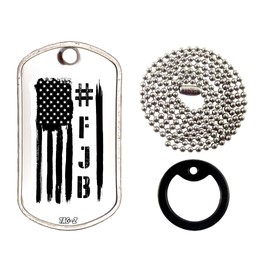 Tag-Z FJB DISTRESSED AMERICAN FLAG - BW - NECKLACE Military Dog Tags