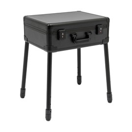 Kaichenyt Barber Supplies Case Solid Color Large Capacity Barber Case with Adjustable Height Support Stand (18.11-31.5in) Mobile Barber Station Elegant Professional Barber Toolbox Makeup Case (BLACK)