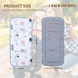 Baby Pushchair Seat Liners,Pram Liner Universal Fit for Most Pushchairs,100% Cotton Double-Sided Baby Stroller Cushion Pad,Stroller Seat Cover for Toddler Infant 1 Pack,78x34cm(Lions+Triangle)