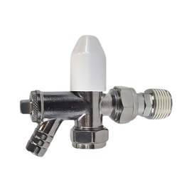 Wärmer System 15mm x 1/2 Angled Radiator Valve, Lockshield Angled Radiator Valve with Drain Off (Angled Lockshield Valve)