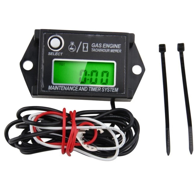 Waterproof Tiny Tach Digital Hour Meter Tachometer Resettable Job Timer