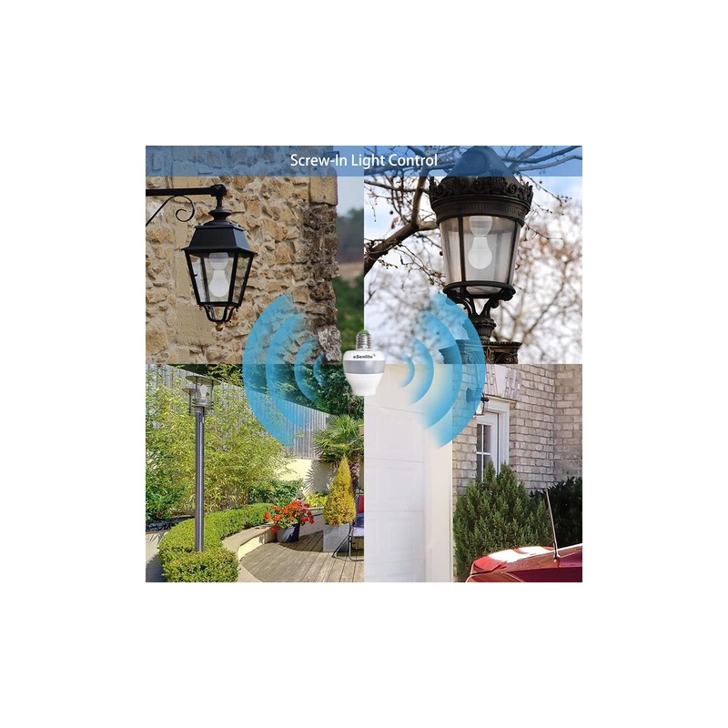 eSenlite Motion Sensor Light Socket Detector Screw Bulb Adapter