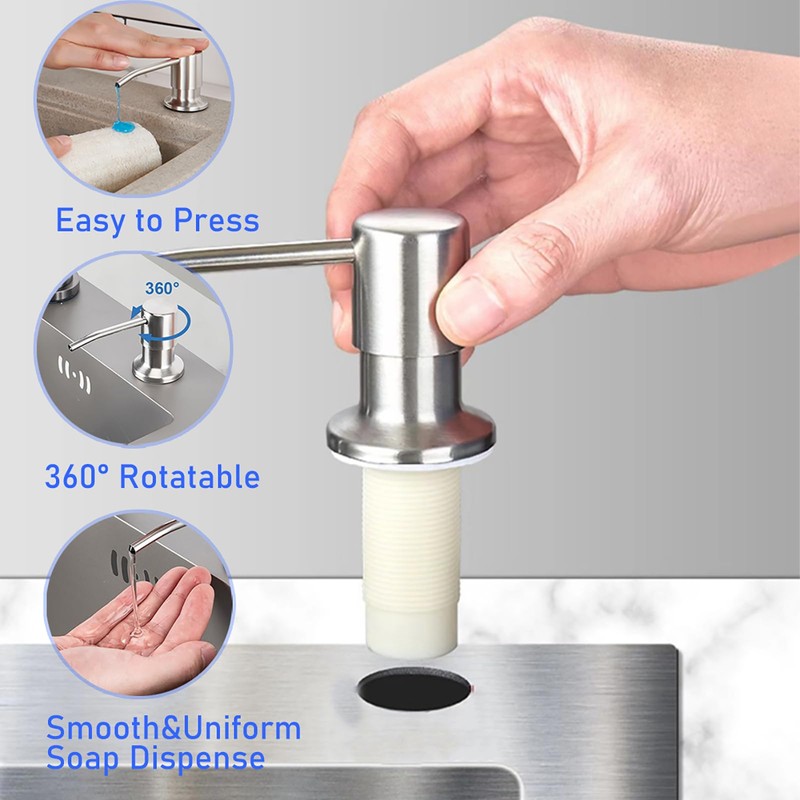 Kitchen Sink Soap Dispenser Pump - Stainless Steel Countertop Dish