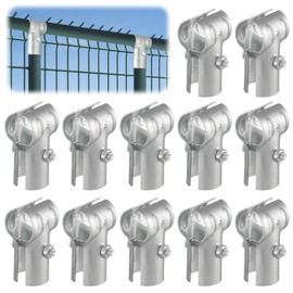 Alffun 12 Pcs 1-3/8" T Pipe Clamps for Chain Link Fence, Galvanized Steel End Rail Pipe Clamps, Chainlink Fence Parts T Clamp with Bolts & Nuts for Fences, Handrails, Dog Kennels