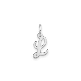 10k White Gold Script Initial L Pendant Necklace for Women - Cursive Letter Charm with Polished Finish, Lightweight Gold Jewelry for Daily Wear, Identity Pendant for Layering or Minimal Look