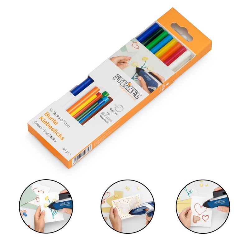 Steinel Colour glue sticks 7 mm, 16 coloured sticks, 96