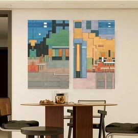 AGILE&KEEN Abstract Canvas Wall Art Decor, 12x24x2 Pieces, for Living Room, Bedroom, Bathroom, Kitchen, Home and Office (city)