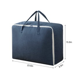 Surblue Clothes Storage Bag Organizer with Durable Handles Thick Fabric Large Capacity for Blanket Comforter Clothing Bedding (Navy, M)