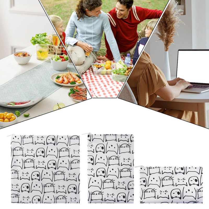 Zippered Food Organizer Bag, 3X Thermal Insulation Lunch Organizer Pouch,