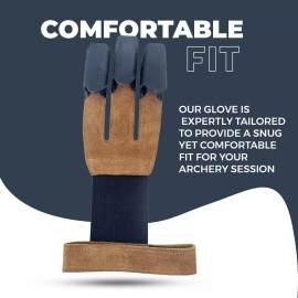 Hunt & Seek Suede Leather Three Finger Archery Glove Finger Guard - XL, Brown