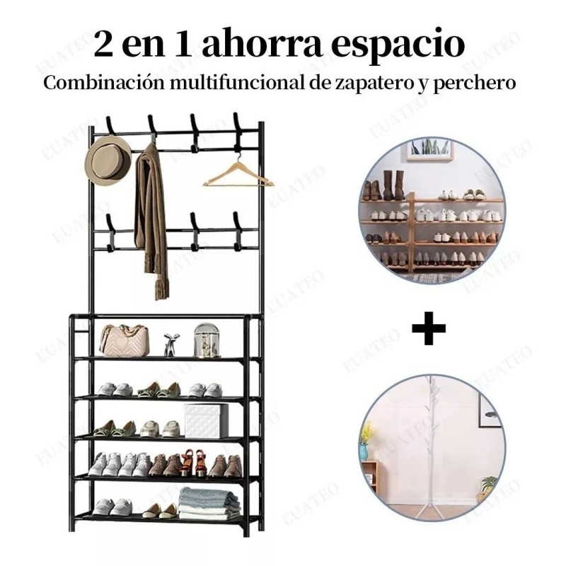 Perchero Y Zapatera Multifuncional Organizador Con 5 Niveles
