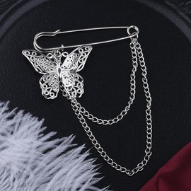 Butterfly Brooch Pin Y2k Decor Pins Brooches for Women Girls Shawl Pin Collar Hanging Chains Butterfly Pins Vintage Sweater Clips for Women Girls Coat Shawl Brooch Lapel Pins Brooch Chain