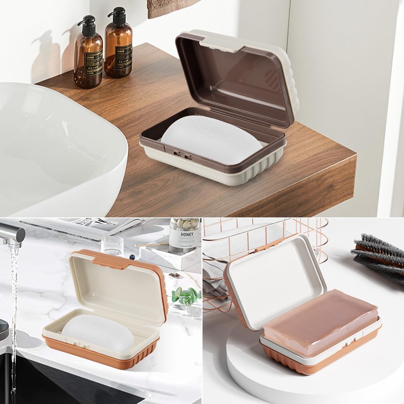 Pack of 2 Soap Dish with Lid, Travel Soap Box,