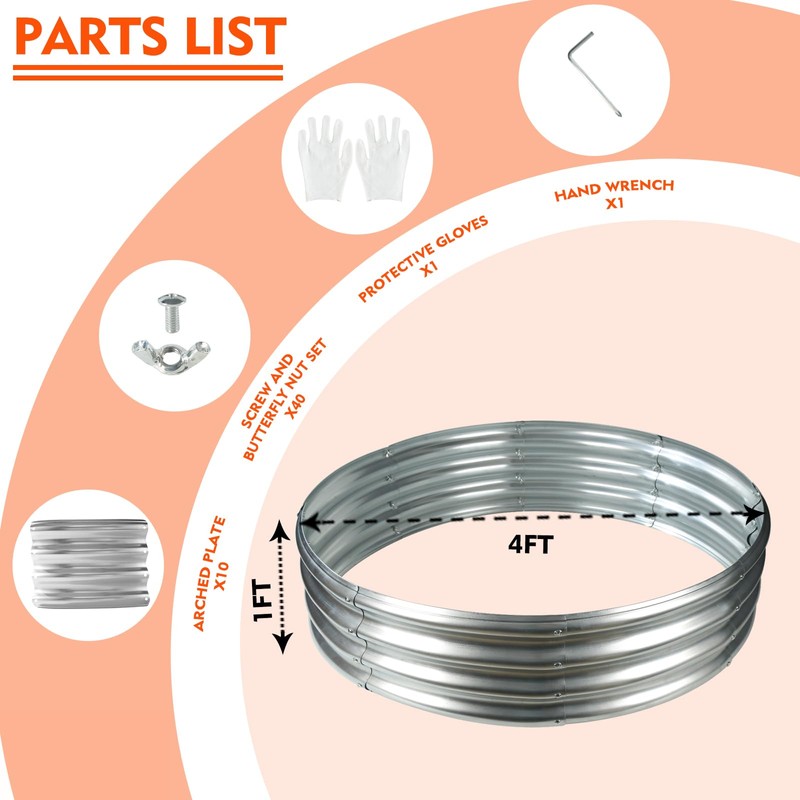 YSEJOMP 48 Inch Round Galvanized Fire Pit Ring/Fire Ring -