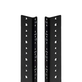 NavePoint 14U Vertical Rack Rail Pair DIY Kit with Hardware, Black