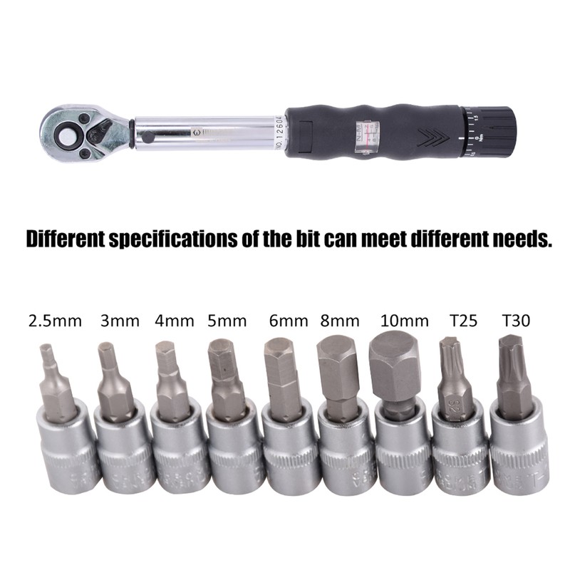 1/4" DR 2-14Nm Bike Torque Wrench Set Bicycle Repair Tools