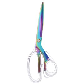 All Purpose Scissors with Acrylic Clear Handles,9inch Multipurpose Shears with Sharp Blades and Comfort Grip Handles for Office, Home, Sewing,Fabric and Crafts,Colorful Blade