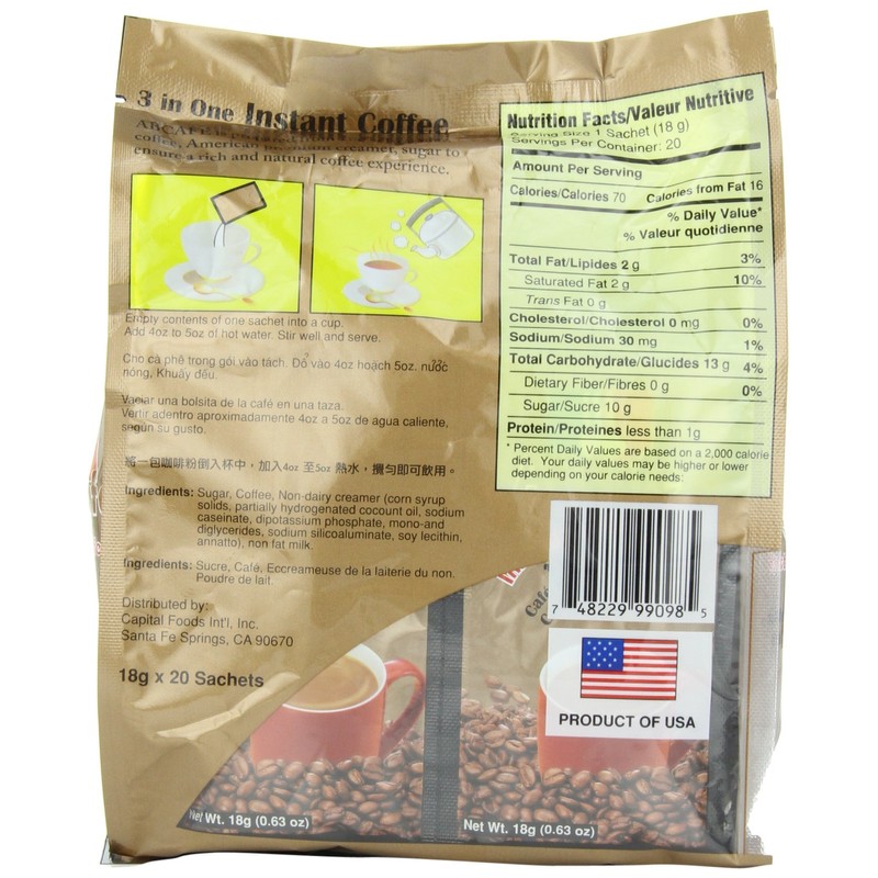 ABCafe 3 in 1 Instant Coffee, Strong, 20-Count