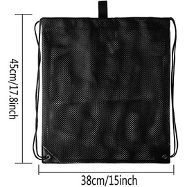 Mesh Drawstring Bag Heavy Duty Drawstring Backpack Mesh Bags Sports Cinch Sack Black Mesh Beach Bag Multi Functional for Swimming, Diving, Travel, Gym, Camping, Training, Sports