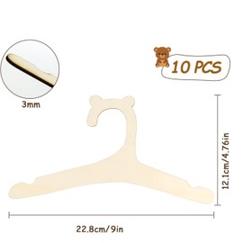 10Pcs Wooden Baby Coat Hangers, Non-Slip 9 inches Kids Coat Hangers, Reusable Baby Hangers, Cute Bear Newborn Hanger for Children's Dresses Coats Pants, Eco-Friendly & Durable