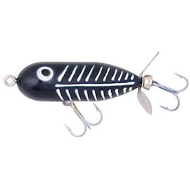 Heddon Torpedo Prop-Bait Topwater Fishing Lure with Spinner Action, Black Shore Minnow, Tiny Torpedo (1/4 oz)