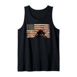 Patriotic Iwo Jima Flag Raising Artwork WWII Veterans Tank Top