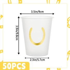 CIEOVO 50 Pack 16oz Derby Plastic Cups, Frosted Horse Racing Disposable Plastic Cups for Derby Party Kentucky Horse Race Birthday Baby Shower Party Beer Beverage Ice Cream Snacks Decoration