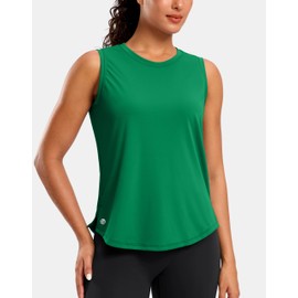 G Gradual Women's Sleeveless Workout Tops Lightweight High Neck Tennis Yoga Shirts Running Athletic Tank Tops for Women(Green,M)