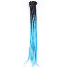 DreadLab - Synthetic Dreadlocks Crochet Extensions Pack of 10 Ombre Single Ended (Black Aqua Blue Transition)