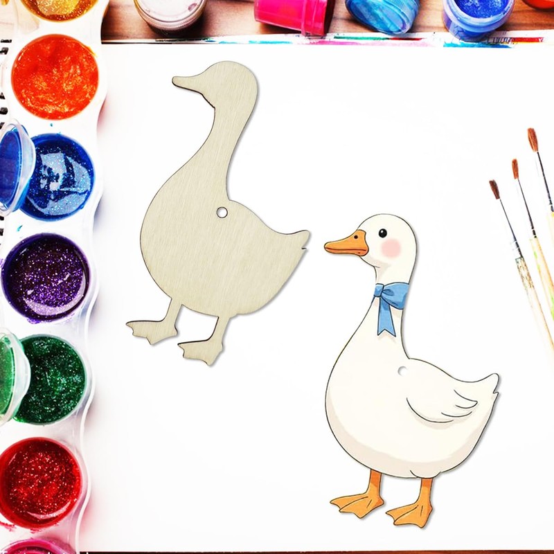 30 Pack 4 Inch Wood Goose Cutouts Unfinished Wooden Goose