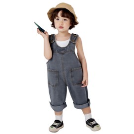 DOCOLL Baby Boys Girls Overalls Strap Solid Color Denim Romper Suspender Jumpsuit Cute Fashion Short Overalls 3-4T