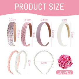 7-Piece Headband, 100 Small Hair Rings, Non-Slip Fixed Hair Accessories, Simple Classic Headband, Women'S Fashionable Headband, Clothing Hairstyle Decoration