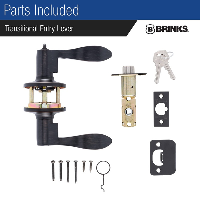 BRINKS – Transitional Keyed Entry Wave Door Lever, Tuscan Bronze