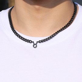 GLITTO Taurus Zodiac Sign Necklace for Men Boys Stainless Steel Taurus Pendant Cuban Link Chain, Constellation Horoscope Astrology Jewelry Birthday Male Teenage Gifts （Black）