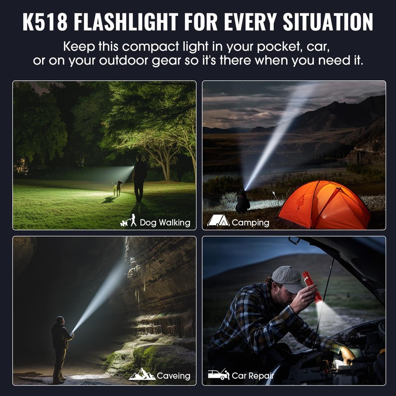 Banral Rechargeable Tactical Flashlights, High Lumens Small Mini USB-C LED