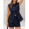 Tankaneo Womens 2 Piece Outfits Casual Suit Sets Sleeveless Button