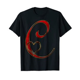 Monogram Initial Letter C Red Heart T-Shirt